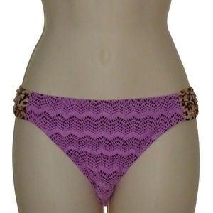 California Waves crochet Ruched bikini bottom